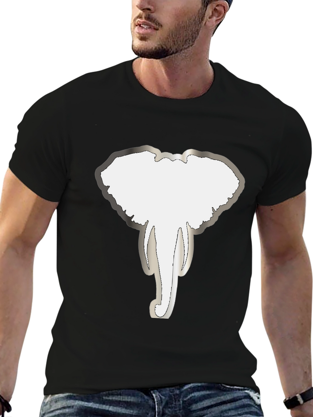 Elephant Head Tee - Graphic Print Black T-Shirt