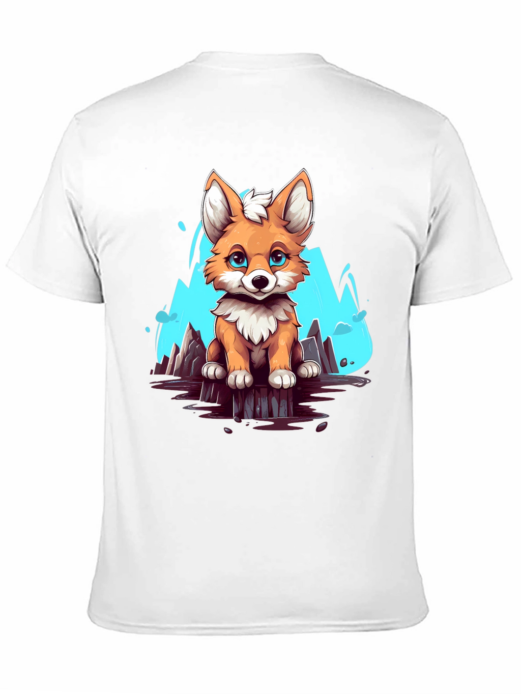 Cute Fox Graphic Tee - Soft Black Cotton Shirt