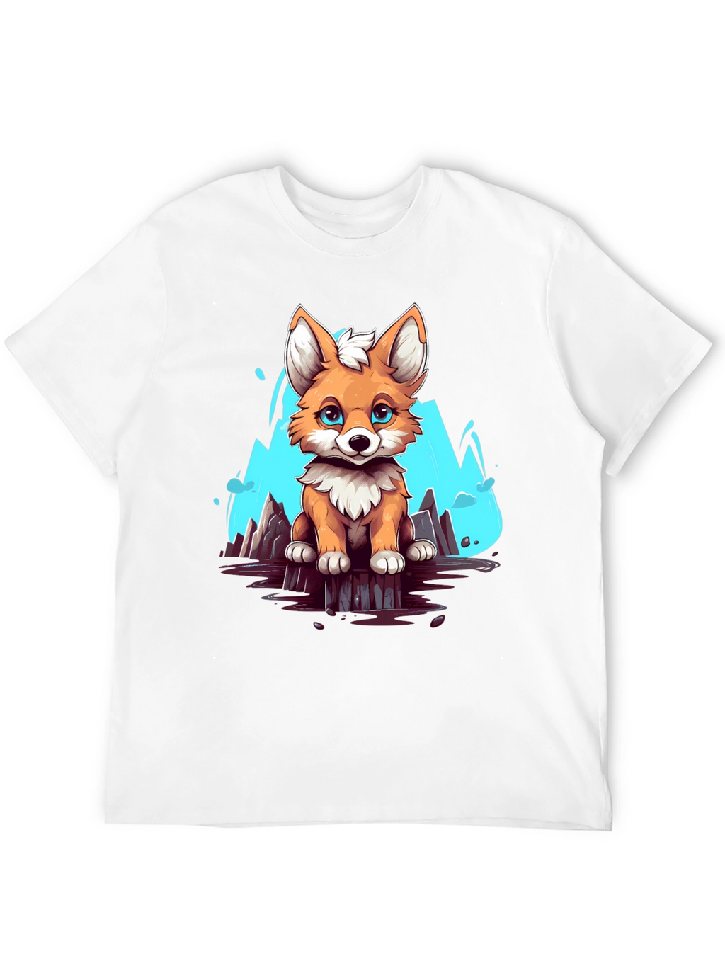 Cute Fox Graphic Tee - Soft Black Cotton Shirt