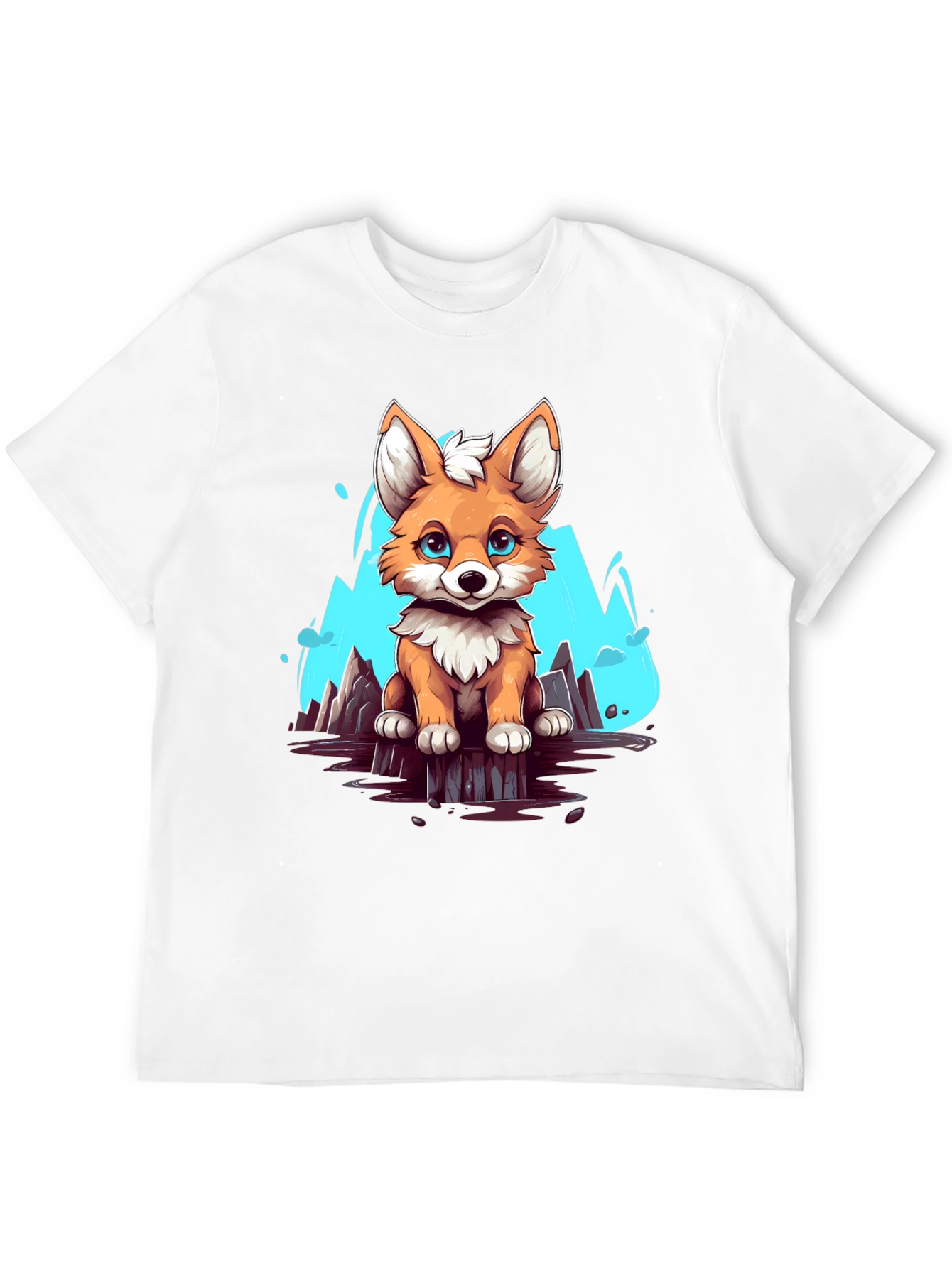 Cute Fox Graphic Tee - Soft Black Cotton Shirt