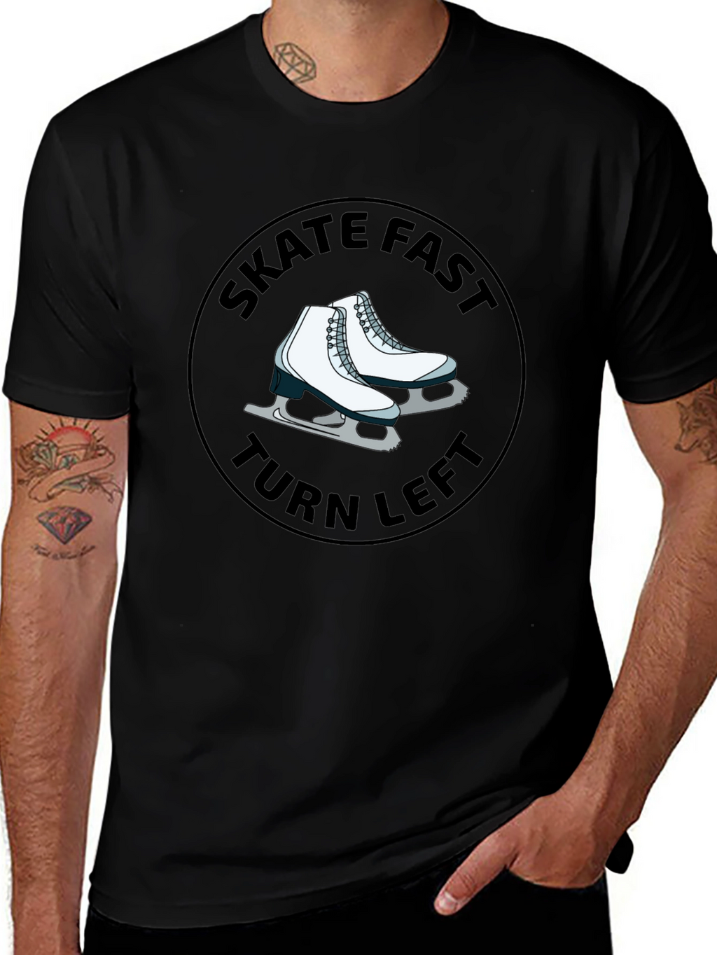 Skate Fast Turn Left Black T-Shirt