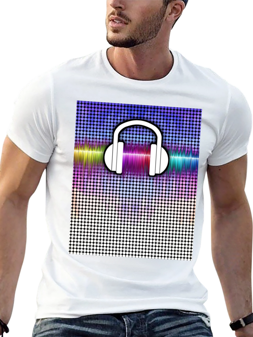 Cool Graphic Tee: Headphones and Soundwave Design