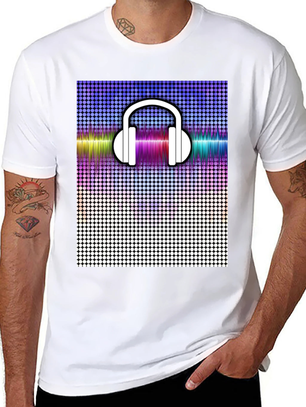 Cool Graphic Tee: Headphones and Soundwave Design
