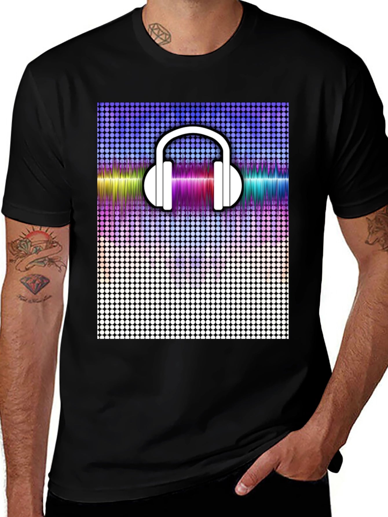 Cool Graphic Tee: Headphones and Soundwave Design
