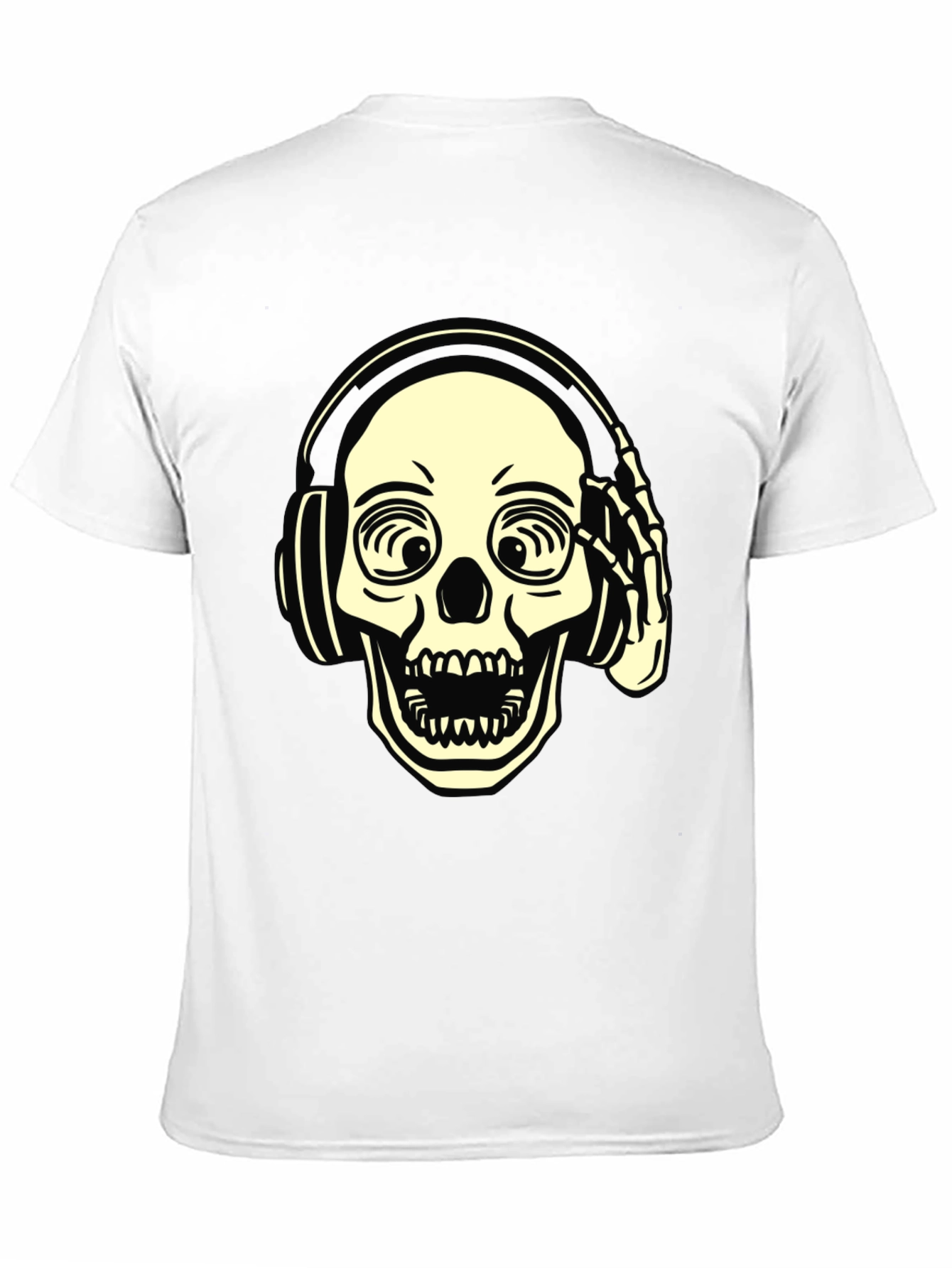 Skull with Headphones Graphic Tee - Black