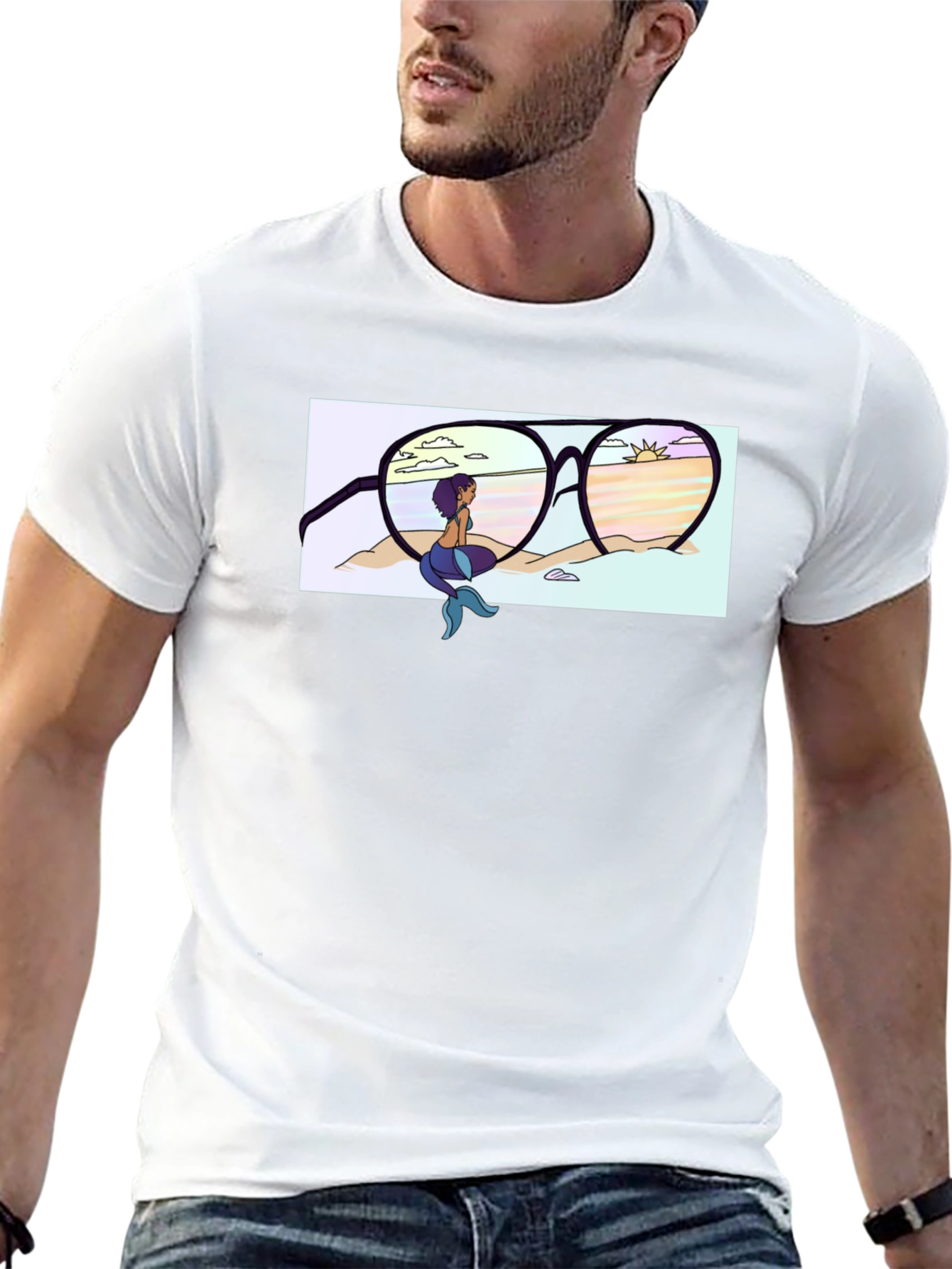 Mermaid Beach Sunglasses Graphic T-Shirt