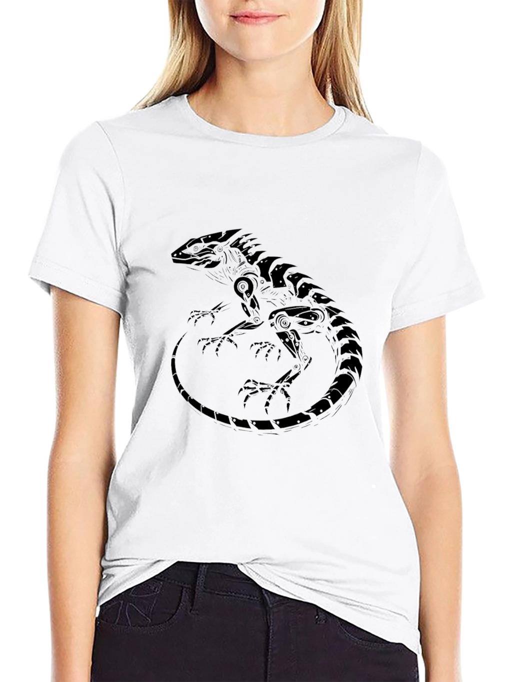 Mens Black Lizard Graphic Tee - Stylish Reptile Design