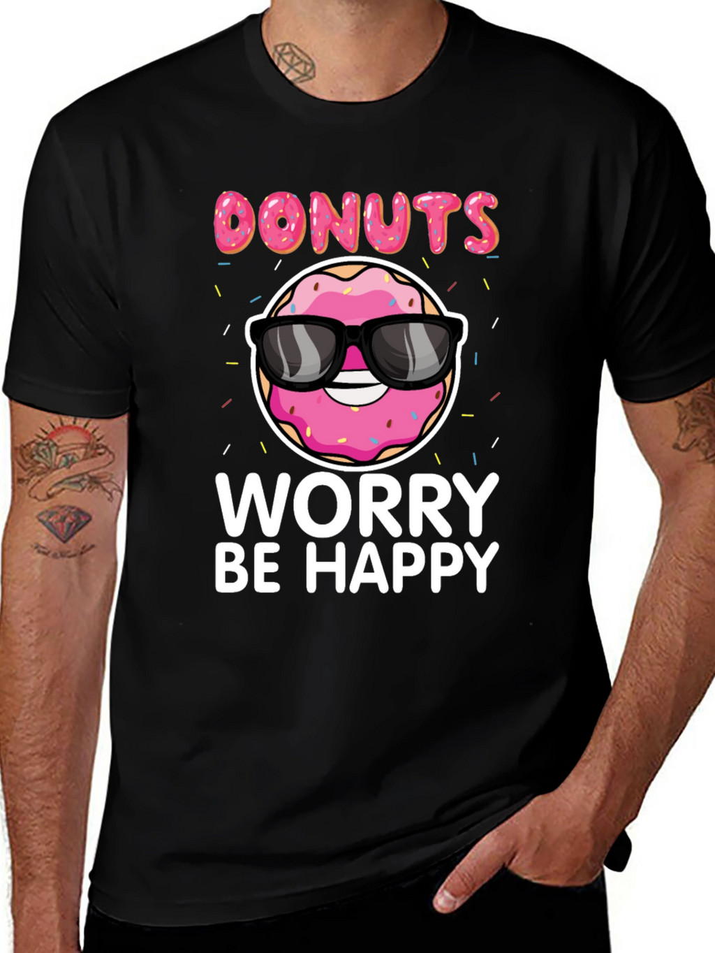 Donuts Worry Be Happy Graphic Tee