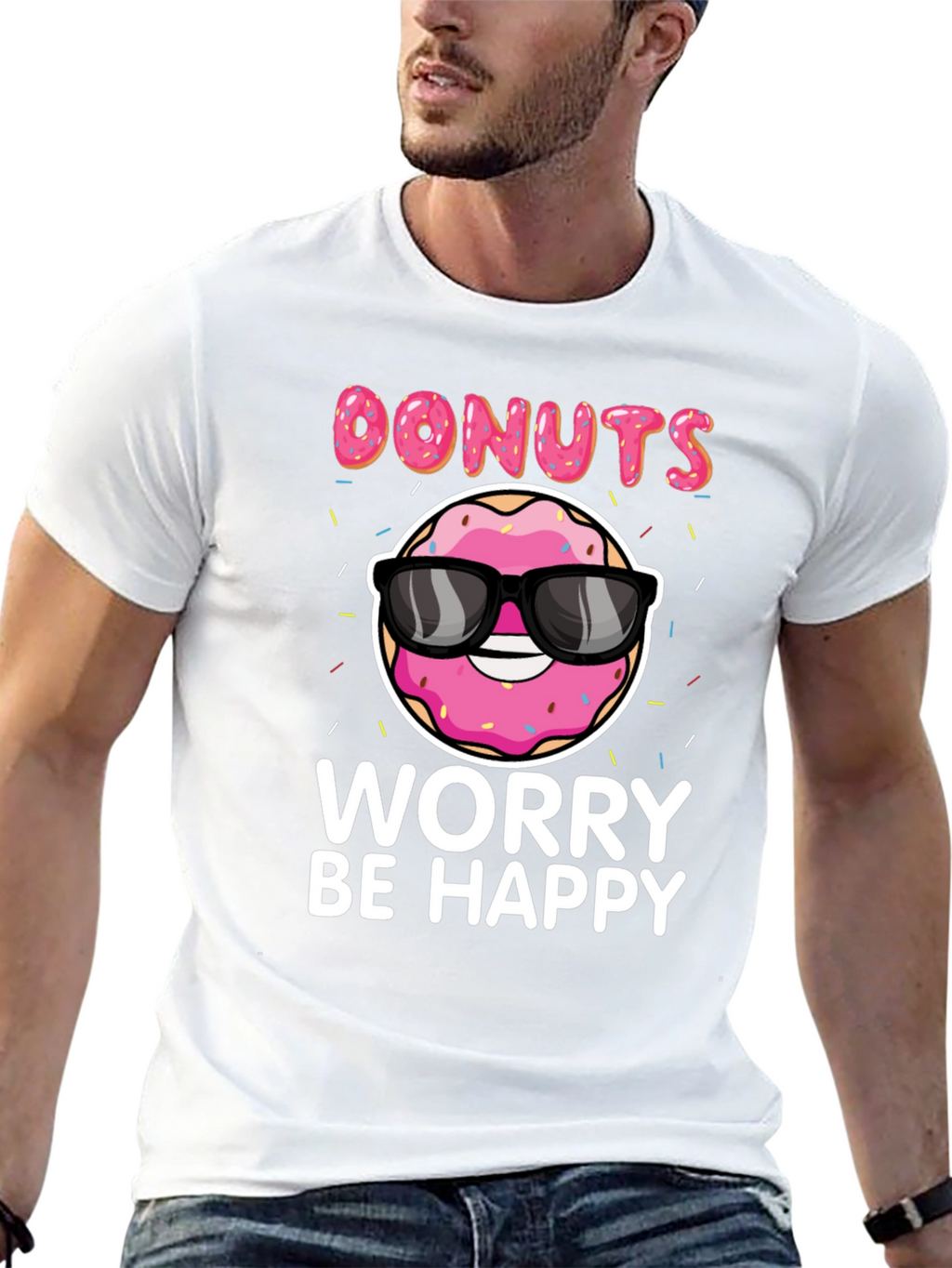 Donuts Worry Be Happy Graphic Tee