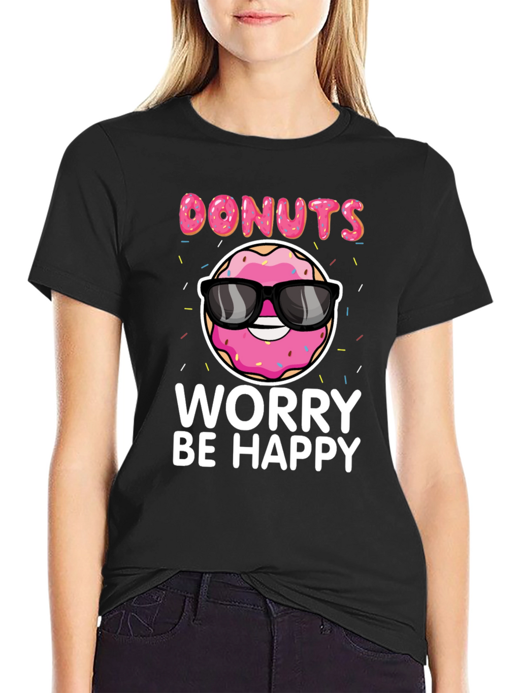 Donuts Worry Be Happy Graphic Tee