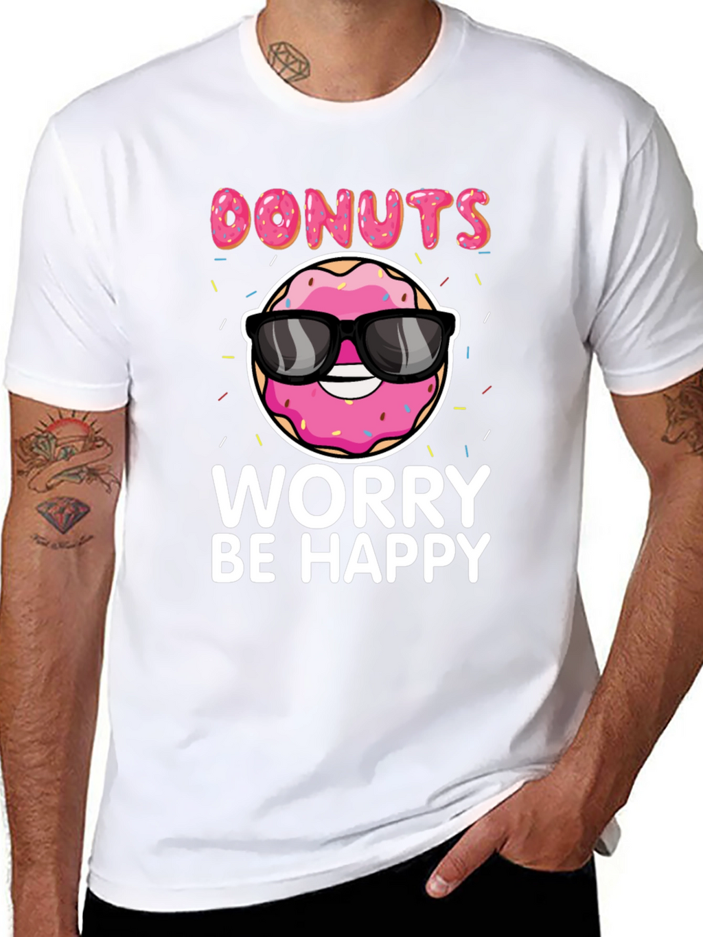 Donuts Worry Be Happy Graphic Tee