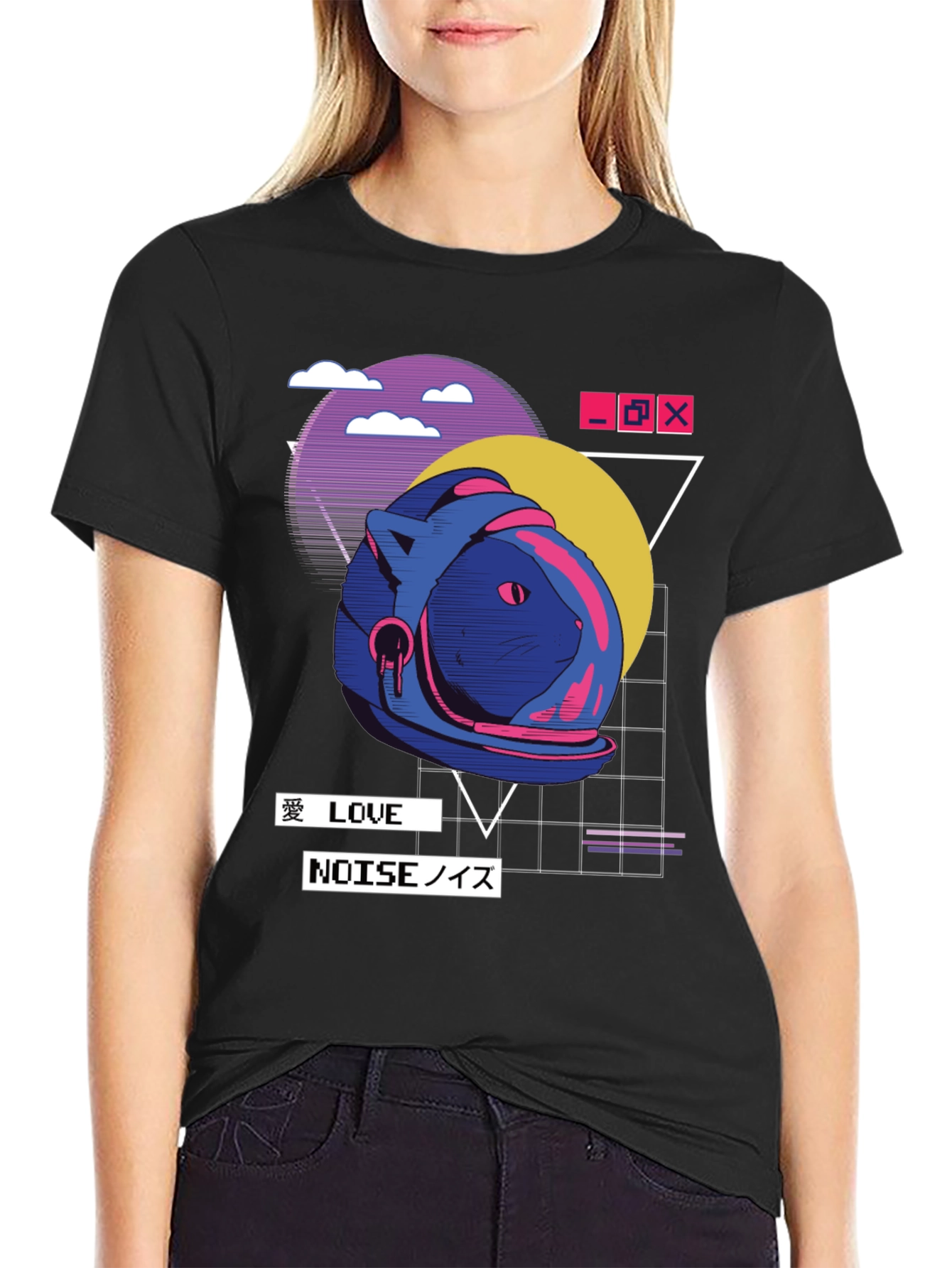 Retro Vaporwave Cat Astronaut T-Shirt