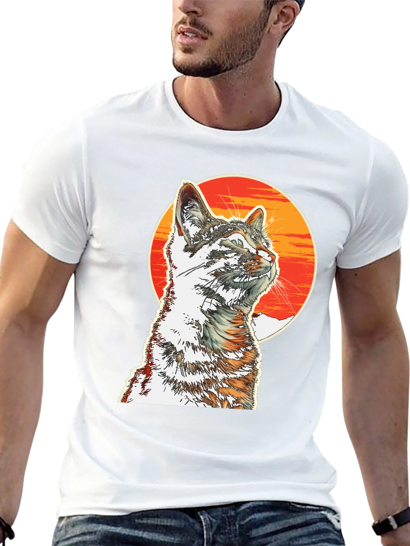 Cool Cat T-Shirt - Sunset Graphic Tee