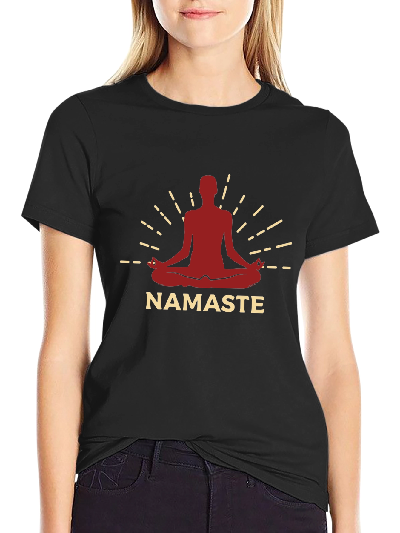 Namaste Yoga Meditation Graphic Tee - Black