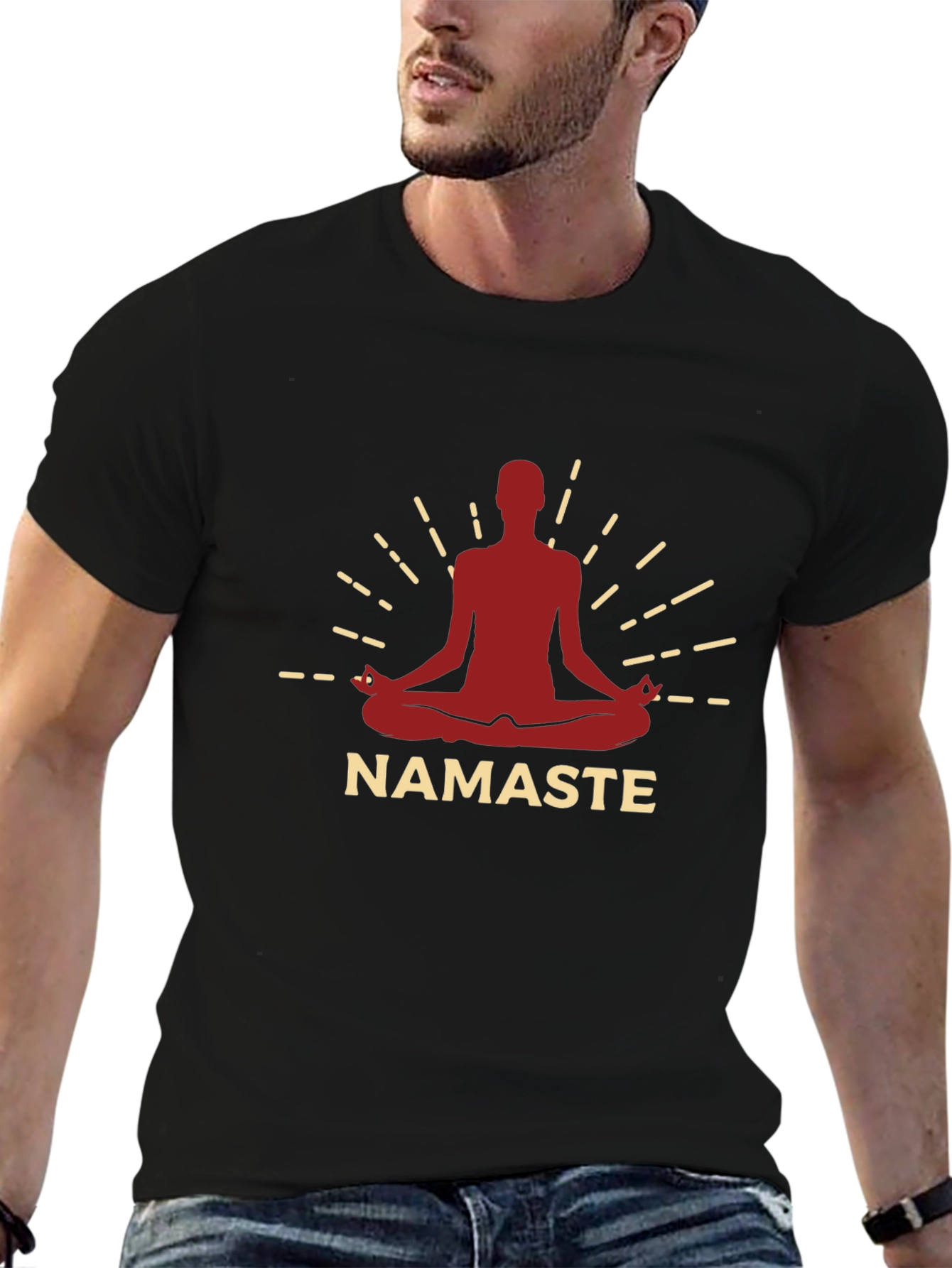 Namaste Yoga Meditation Graphic Tee - Black