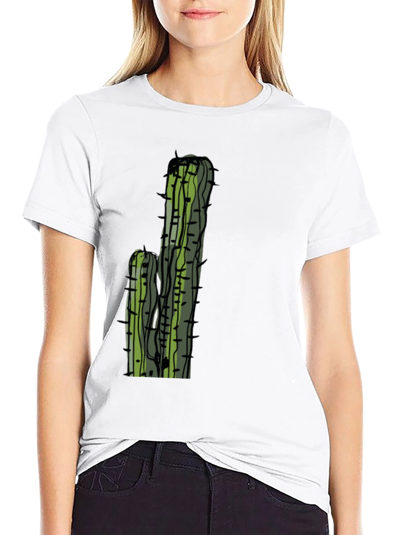 Cactus Graphic Tee - Black Casual T-Shirt