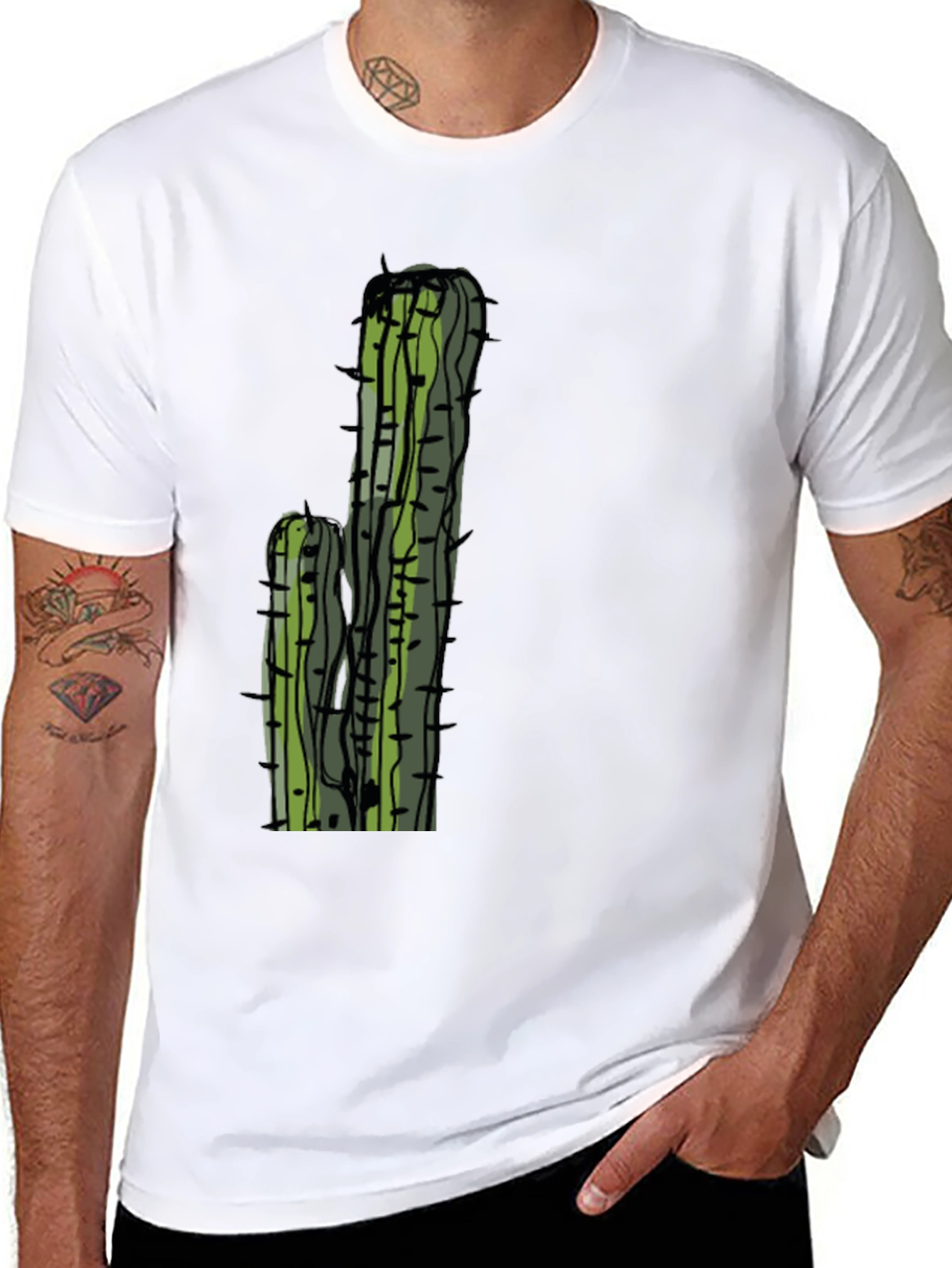 Cactus Graphic Tee - Black Casual T-Shirt