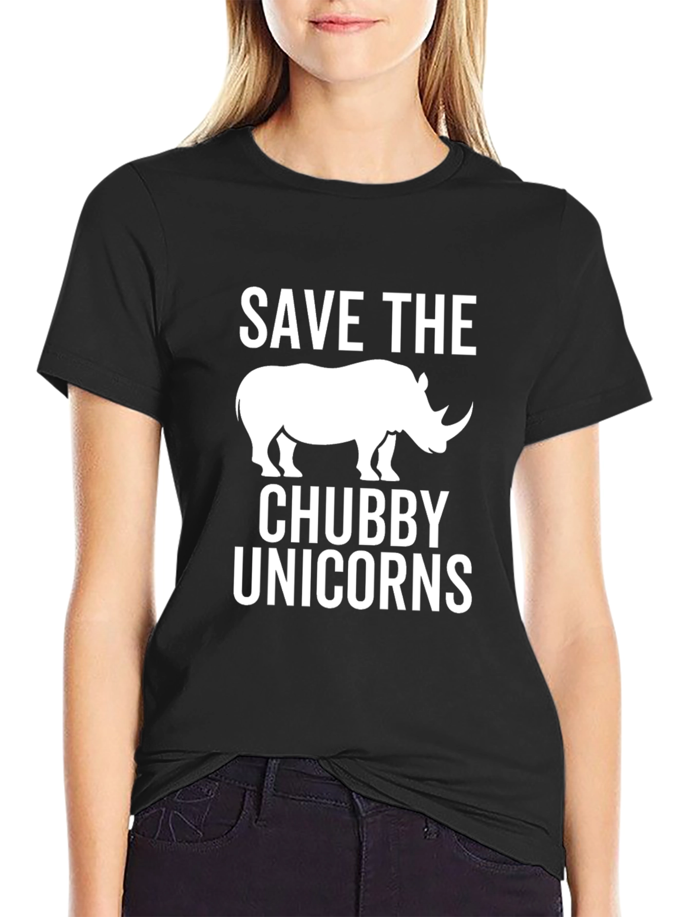 Save the Chubby Unicorns Black T-Shirt