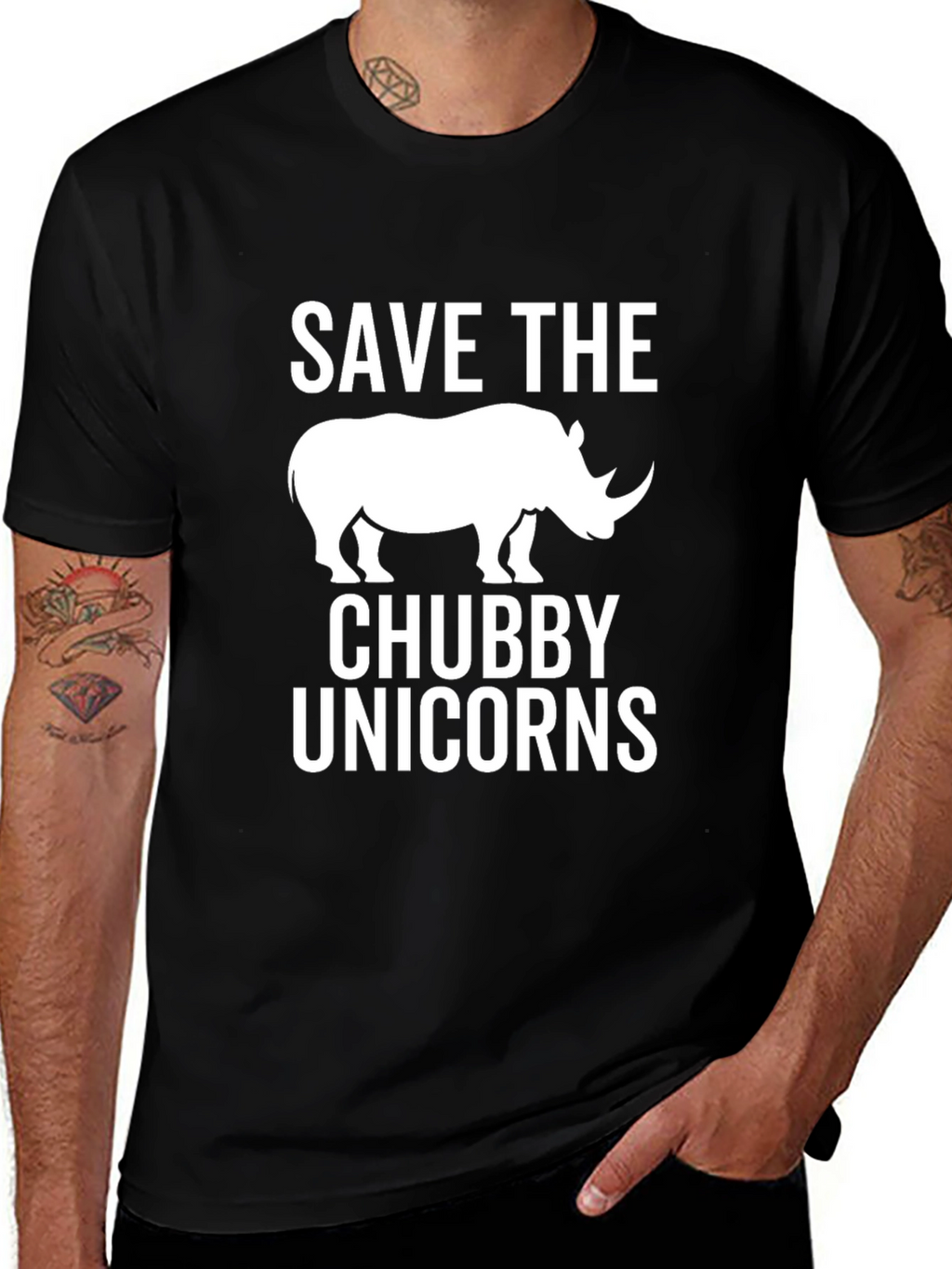 Save the Chubby Unicorns Black T-Shirt