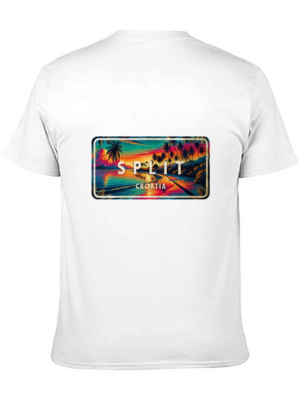 Split Croatia T-Shirt - Coastal Palm Tree Sunset Design