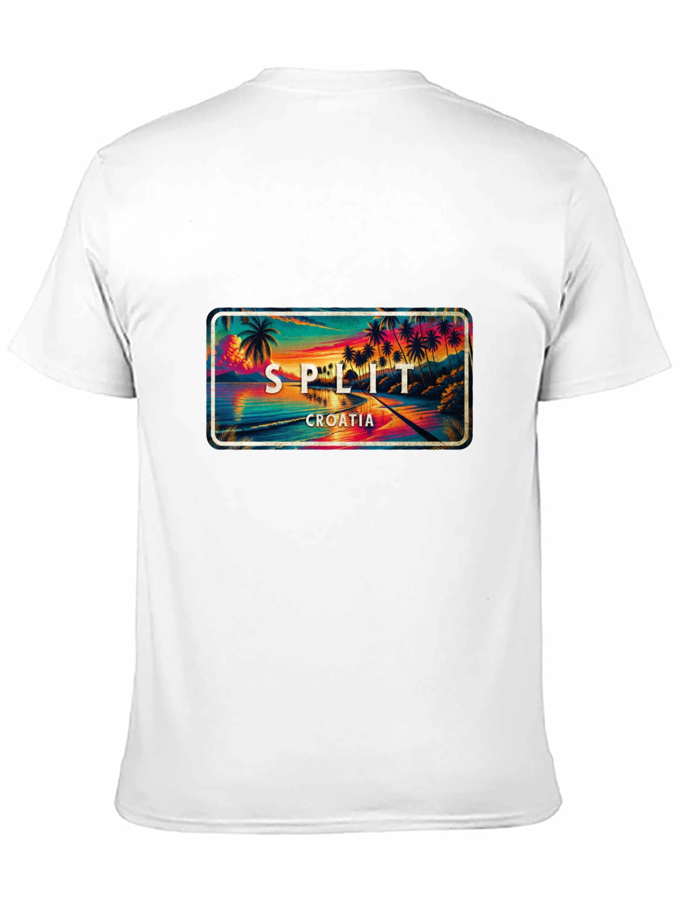 Split Croatia T-Shirt - Coastal Palm Tree Sunset Design