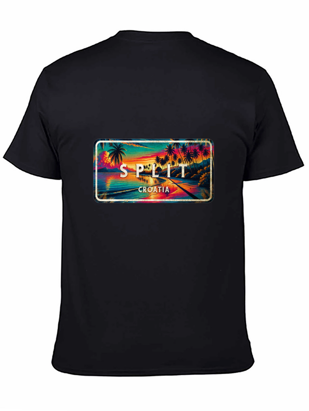 Split Croatia T-Shirt - Coastal Palm Tree Sunset Design