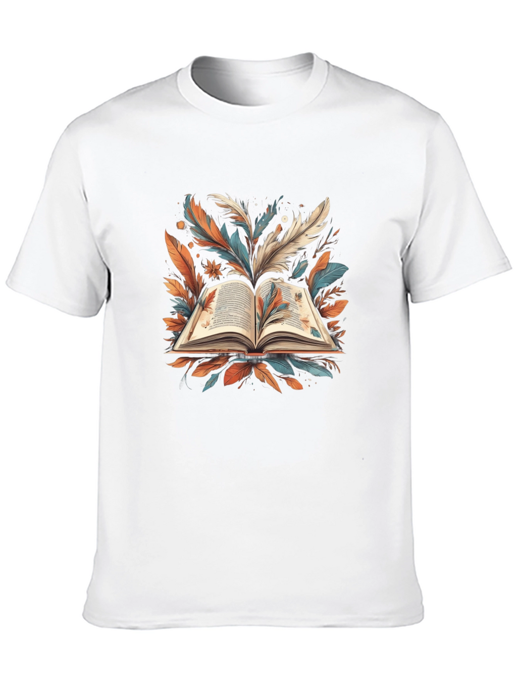 Artistic Book Feather Black T-Shirt