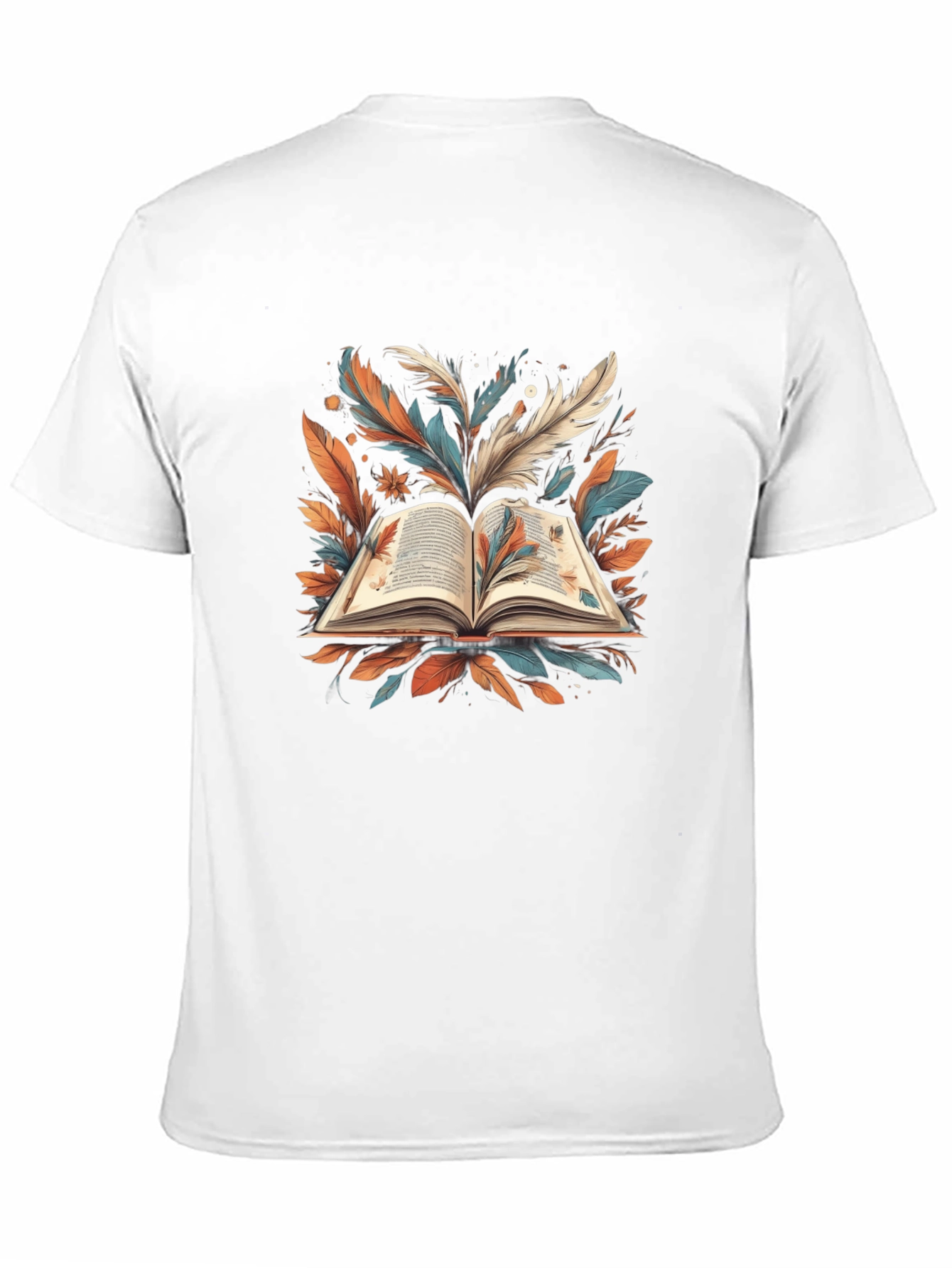 Artistic Book Feather Black T-Shirt