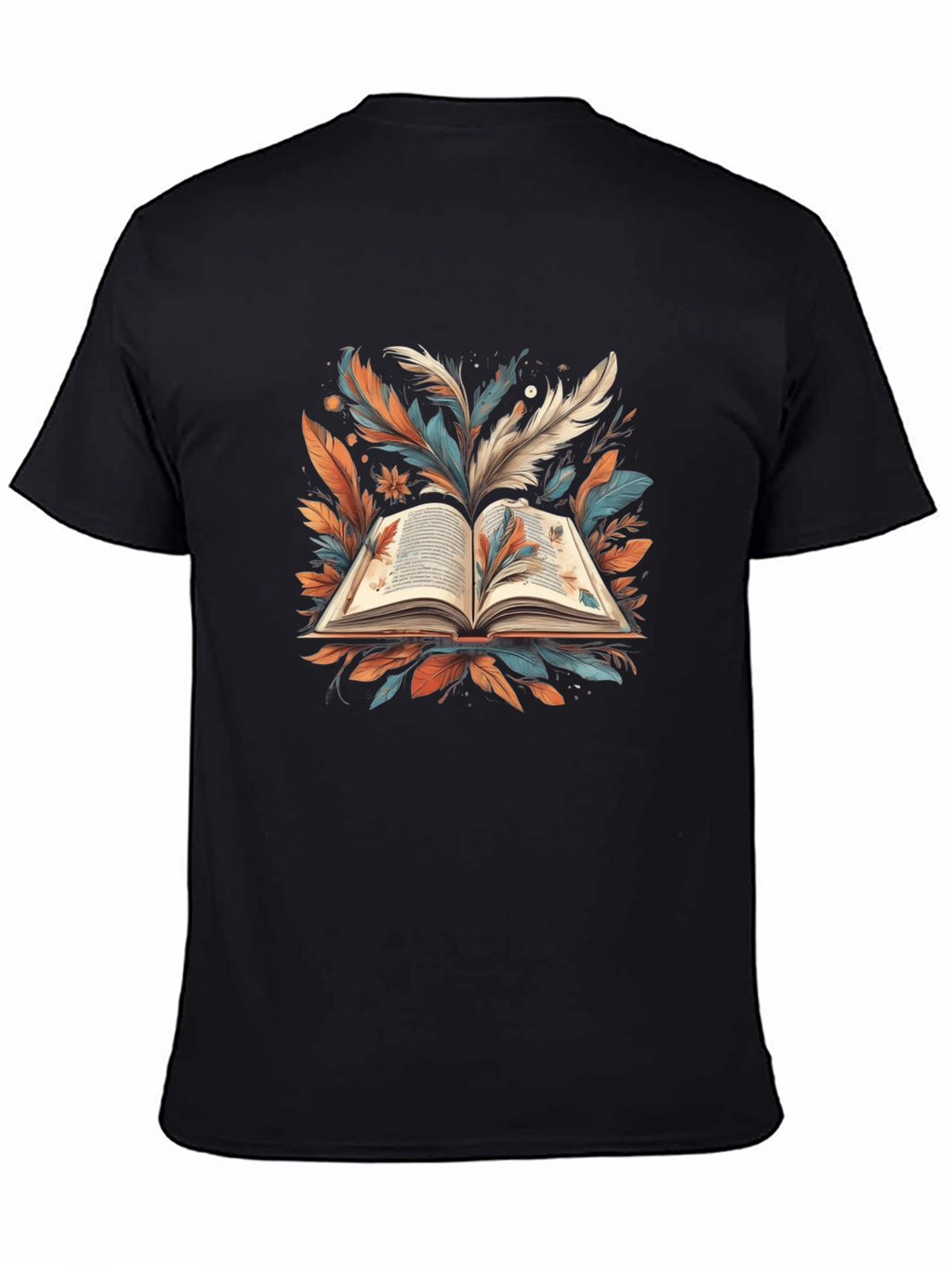 Artistic Book Feather Black T-Shirt