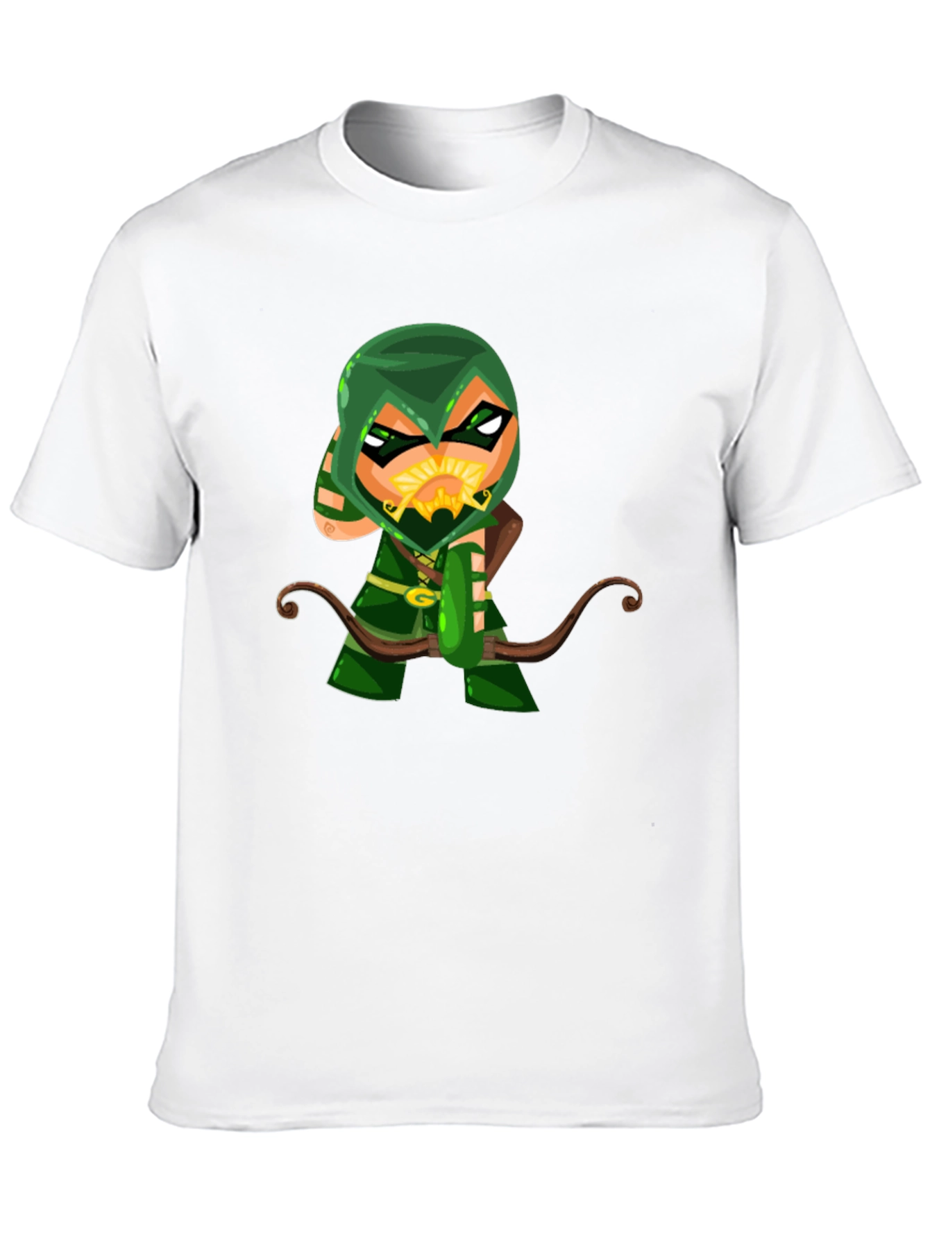Green Arrow Cartoon Graphic Black T-Shirt