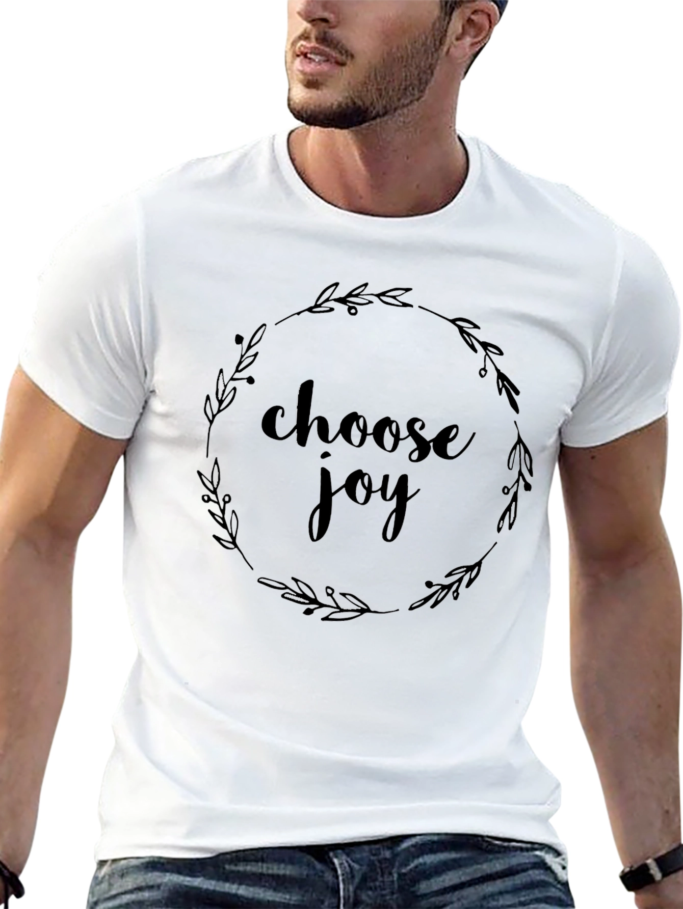 Choose Joy T-Shirt Black Wreath Design