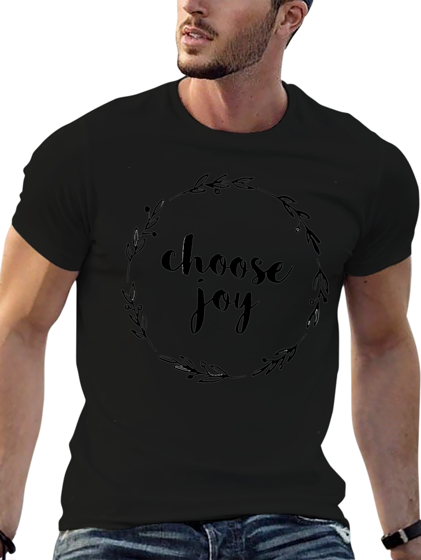 Choose Joy T-Shirt Black Wreath Design