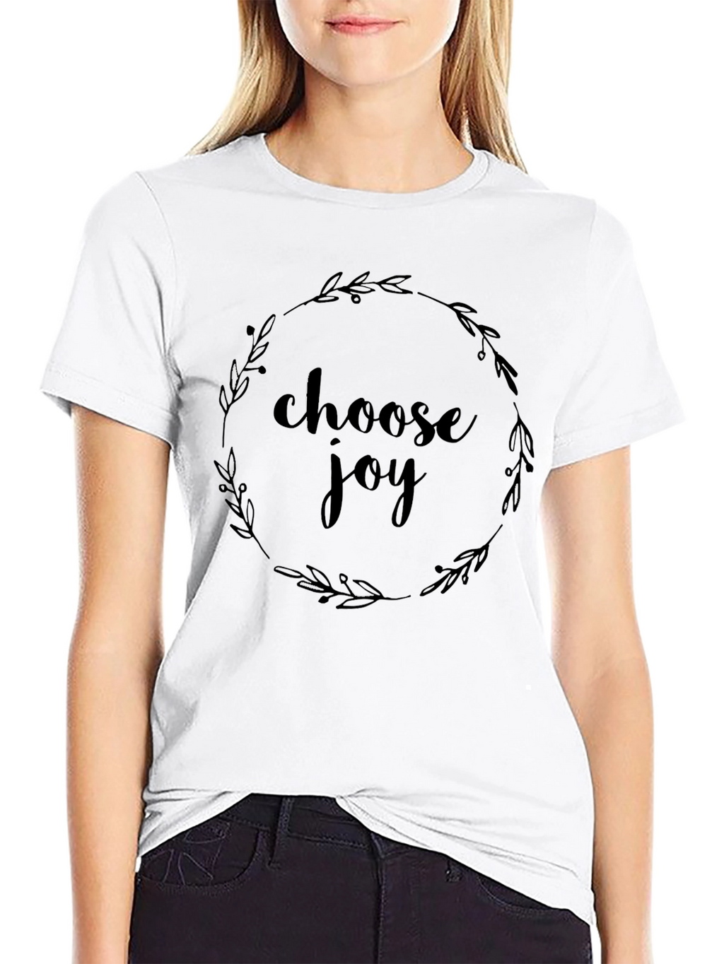 Choose Joy T-Shirt Black Wreath Design