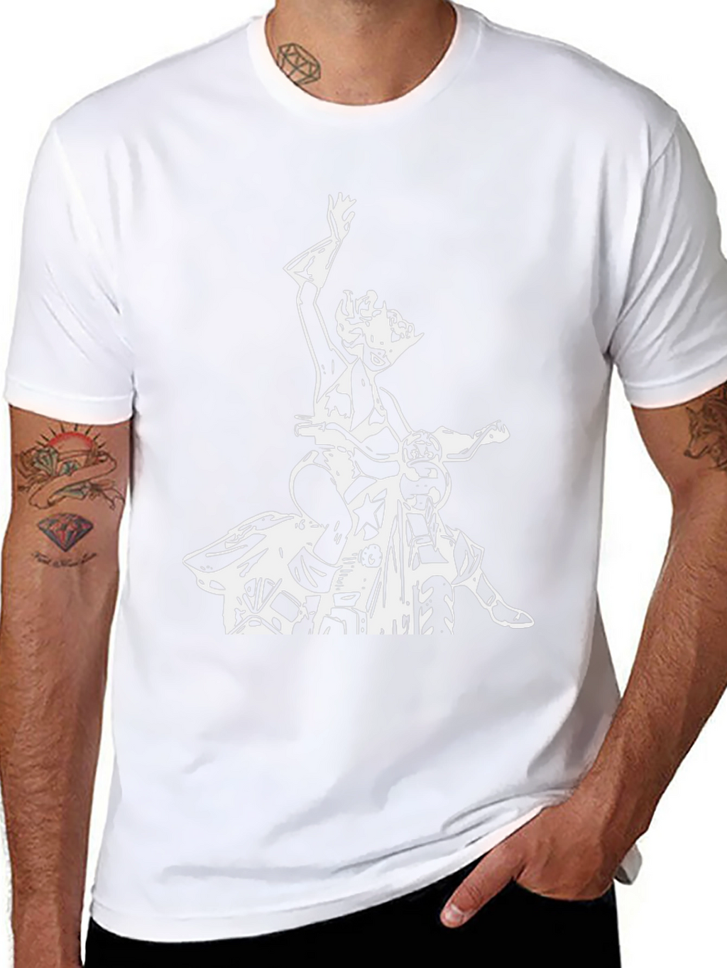 Black T-Shirt with Biker Girl Graphic
