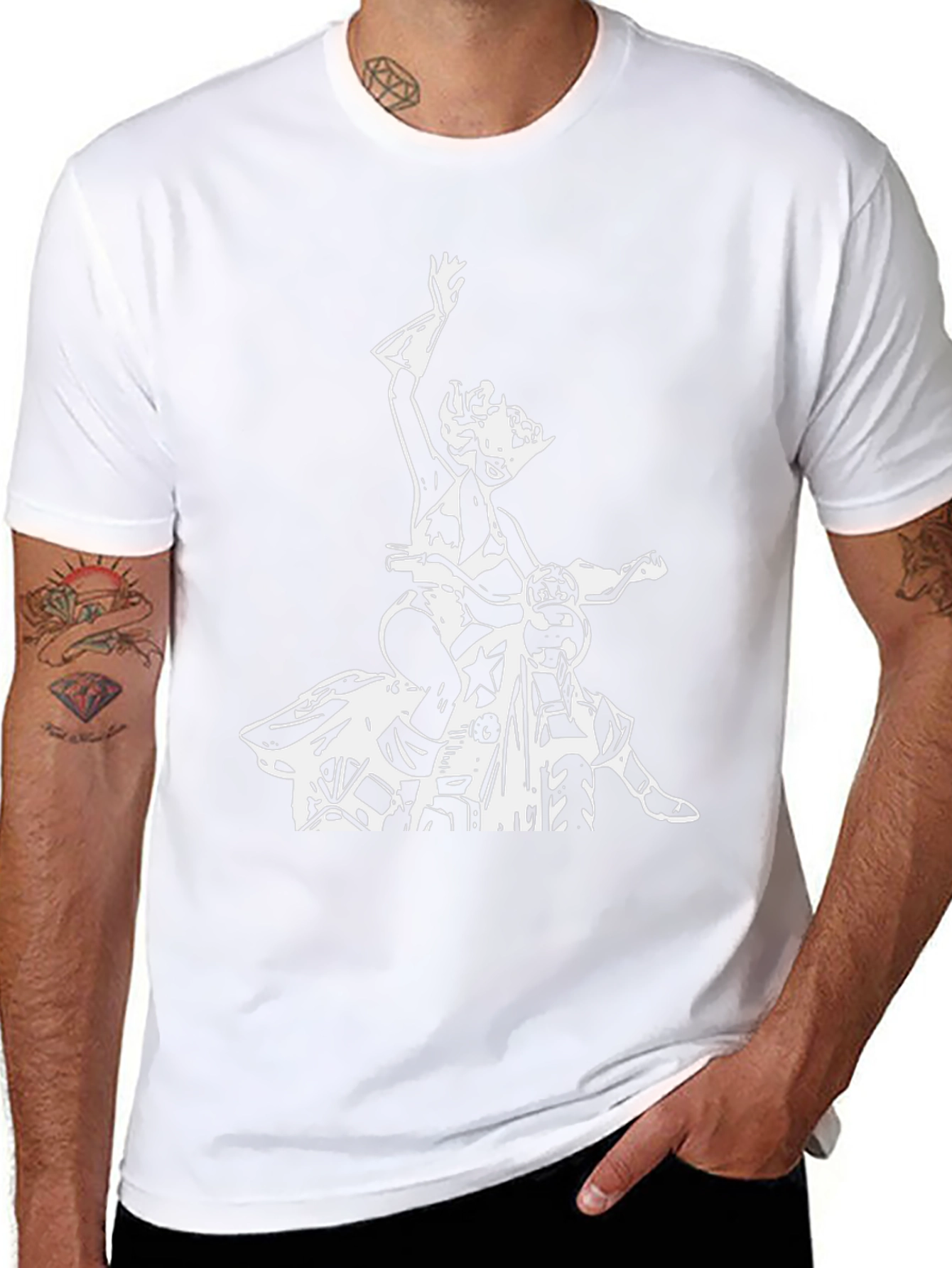 Black T-Shirt with Biker Girl Graphic