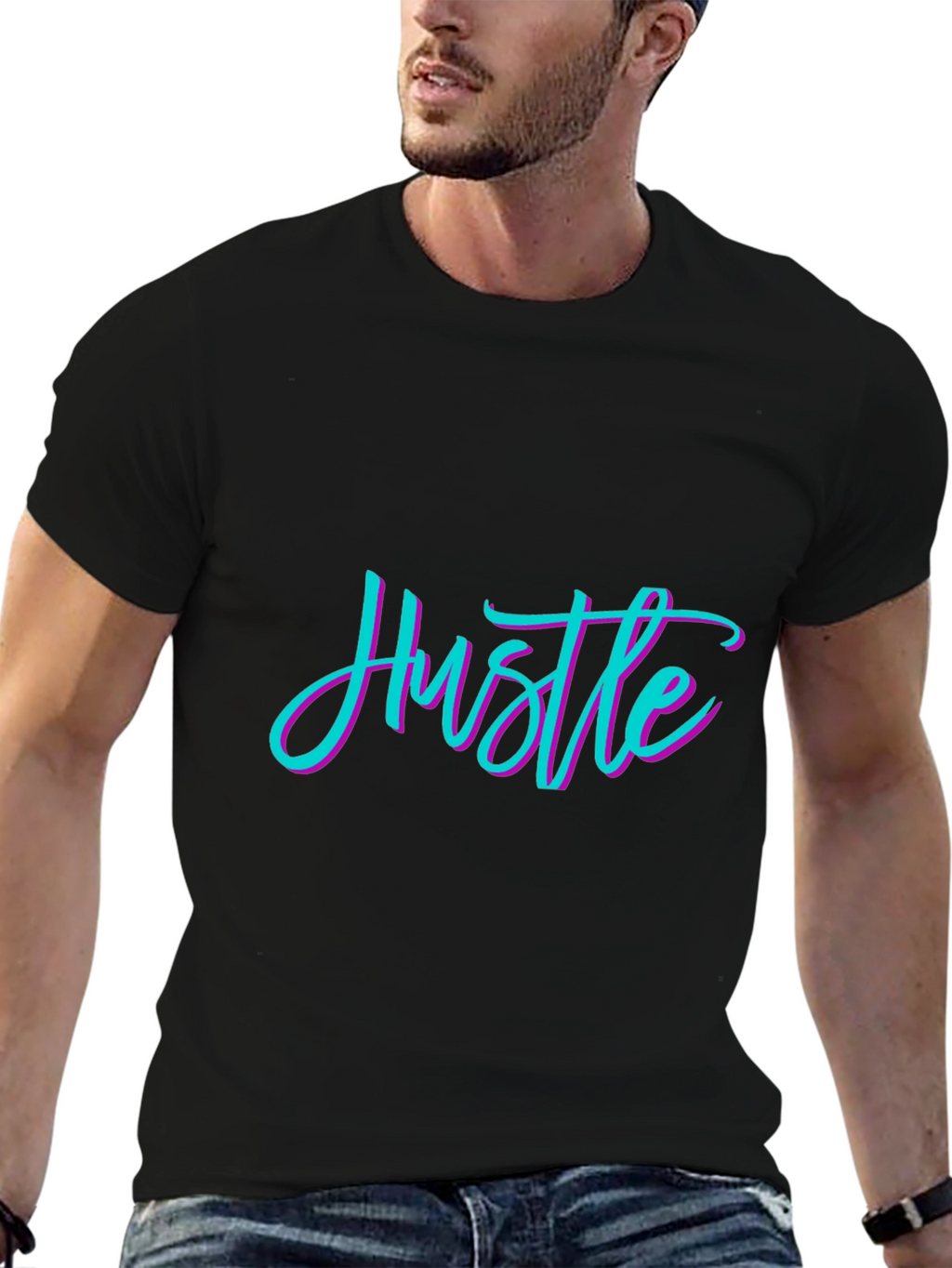 Hustle Graphic Black T-Shirt - Premium Comfort