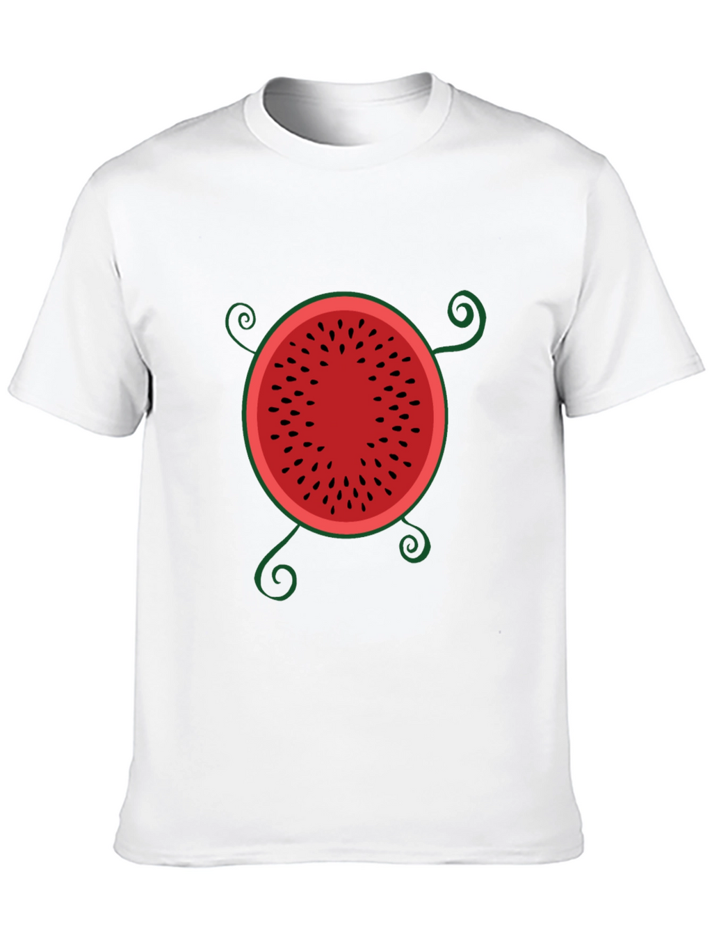 Whimsical Watermelon Graphic Tee - Black Cotton T-Shirt