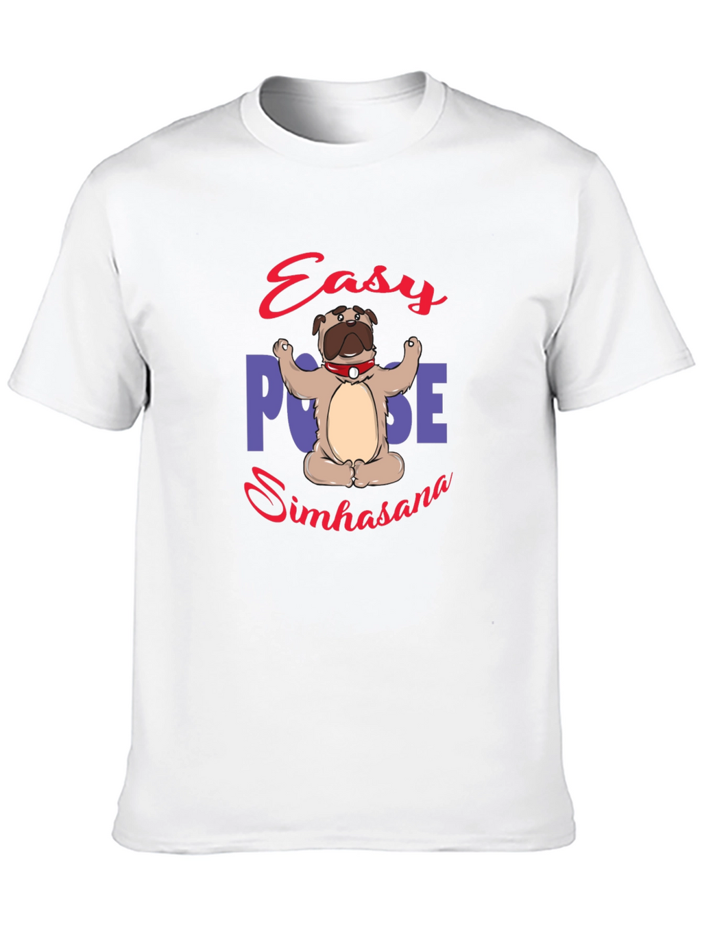 Yoga Pug Black T-Shirt - Easy Pose Simhasana