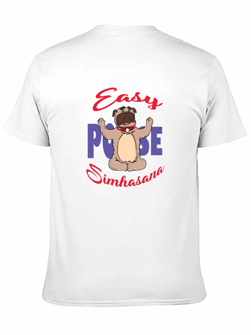 Yoga Pug Black T-Shirt - Easy Pose Simhasana