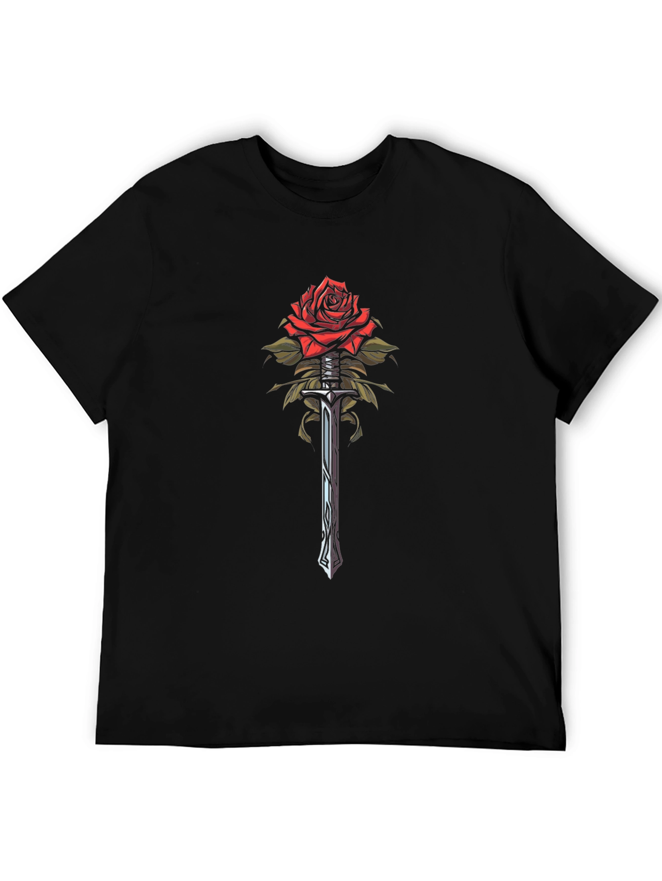 Rose and Sword Graphic Tee - Black