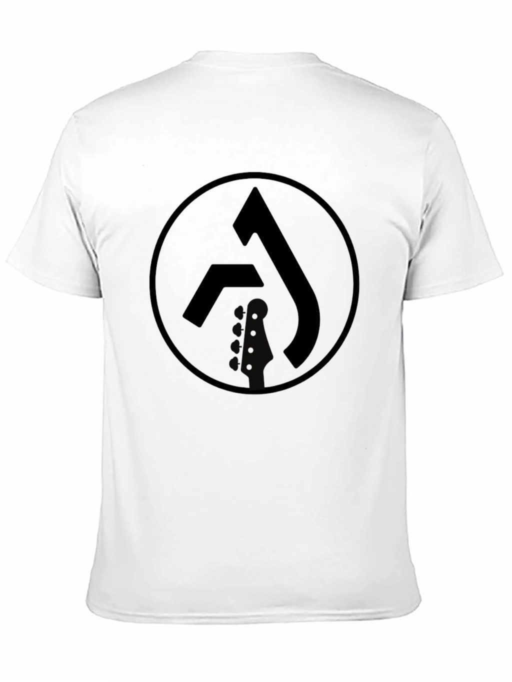 Black Graphic Tee with Circle Logo & Guitar