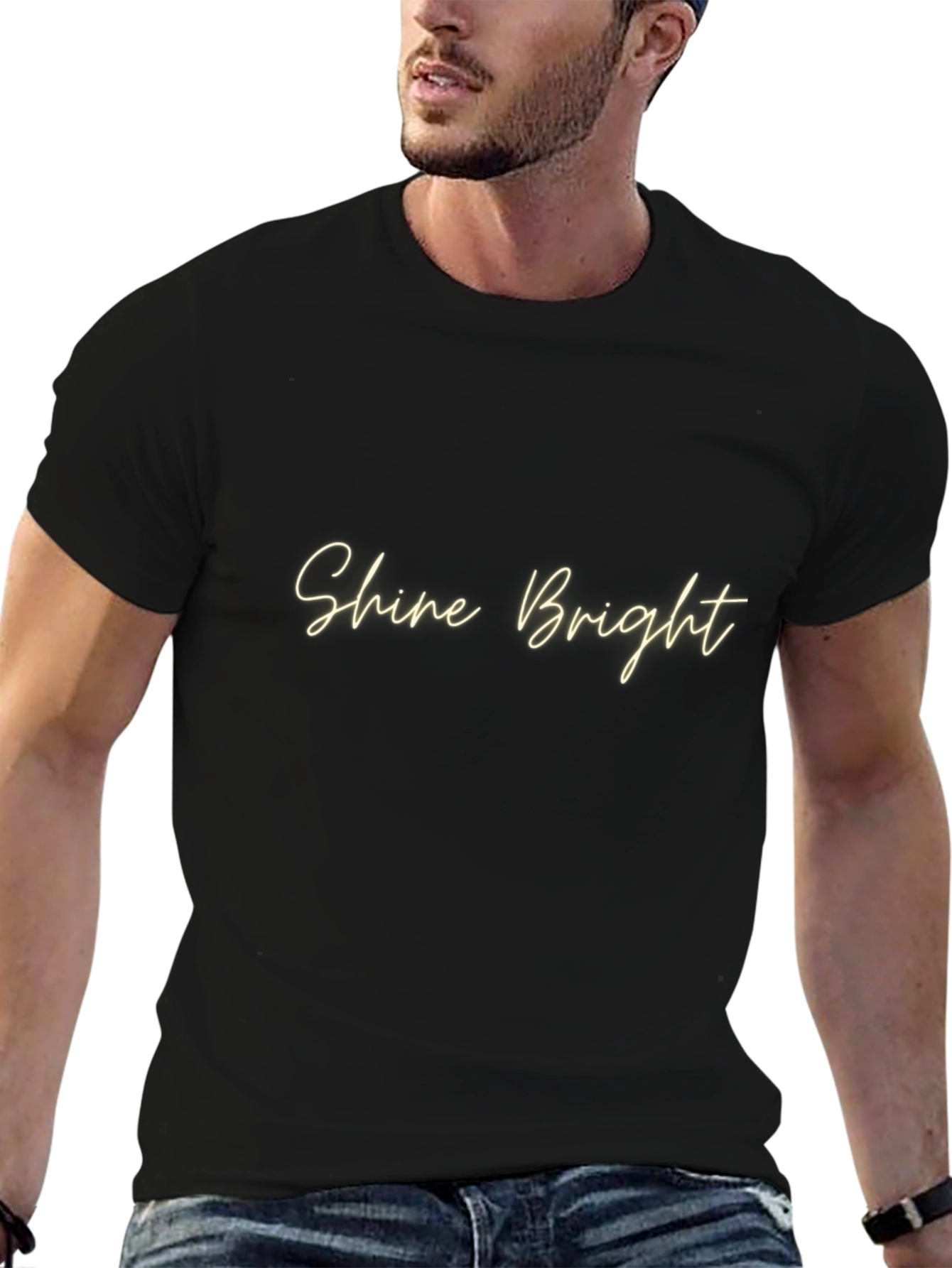 Shine Bright Black Tee - Stylish Mens Casual Wear