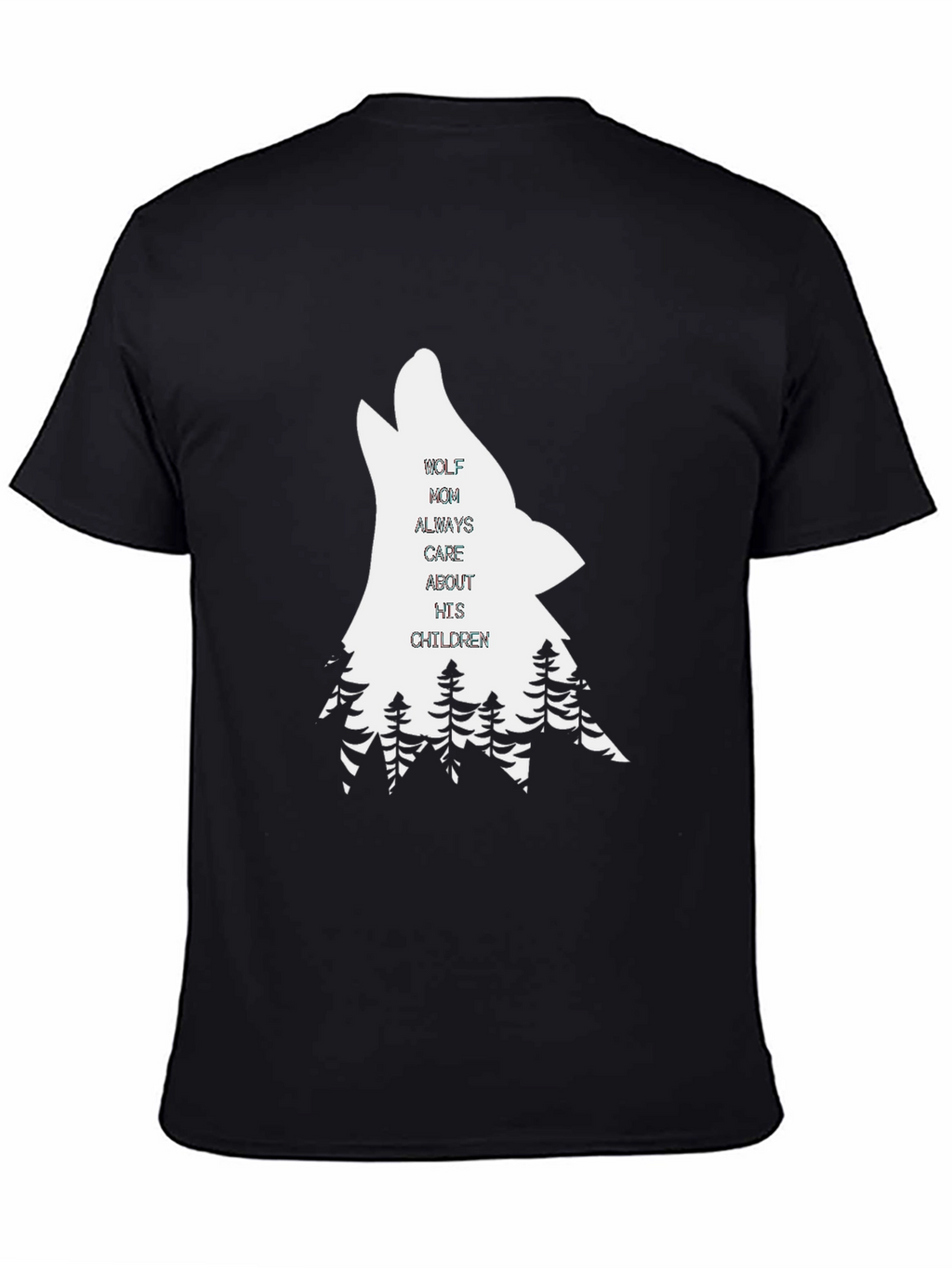 Wolf Mom Graphic Tee - Black Cotton T-Shirt