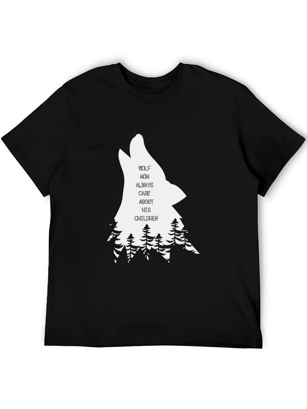 Wolf Mom Graphic Tee - Black Cotton T-Shirt