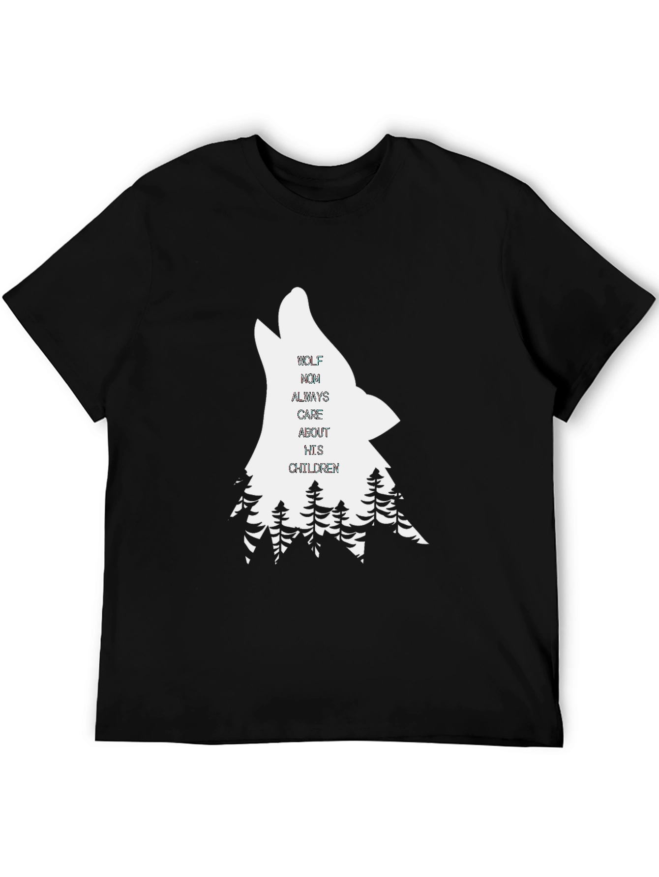 Wolf Mom Graphic Tee - Black Cotton T-Shirt