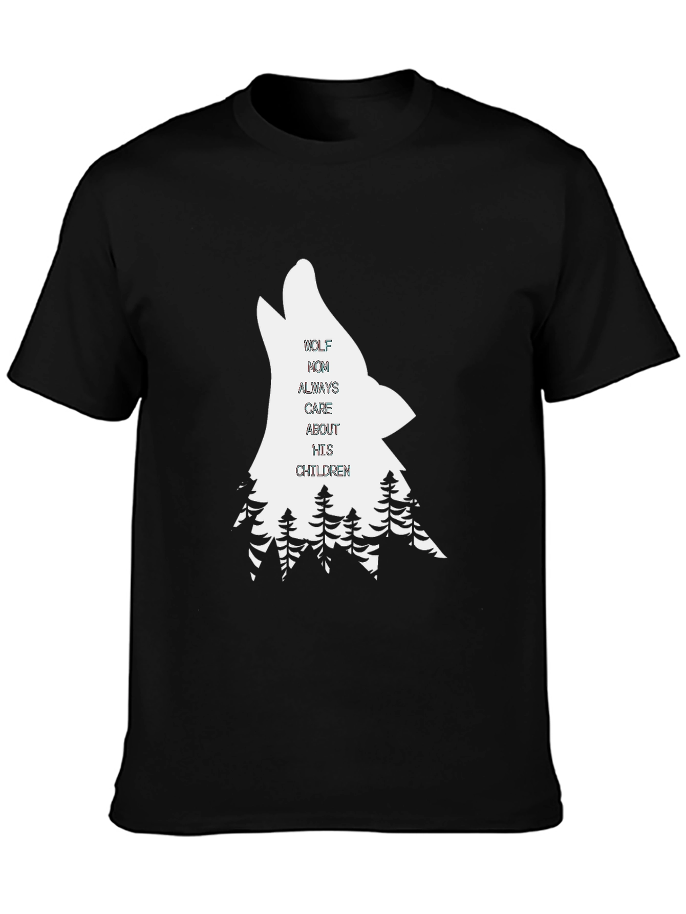 Wolf Mom Graphic Tee - Black Cotton T-Shirt