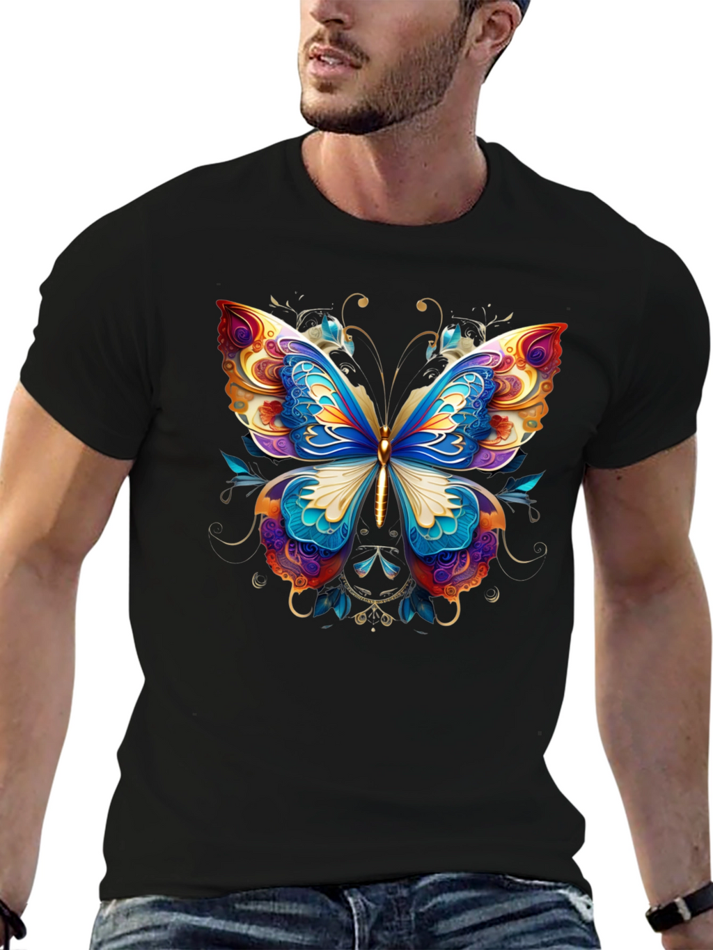 Butterfly Graphic Black T-Shirt