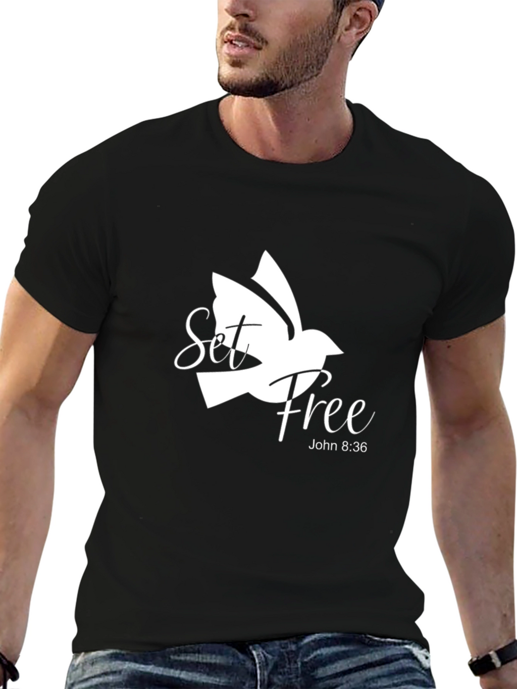 Set Free Dove Graphic Black T-Shirt