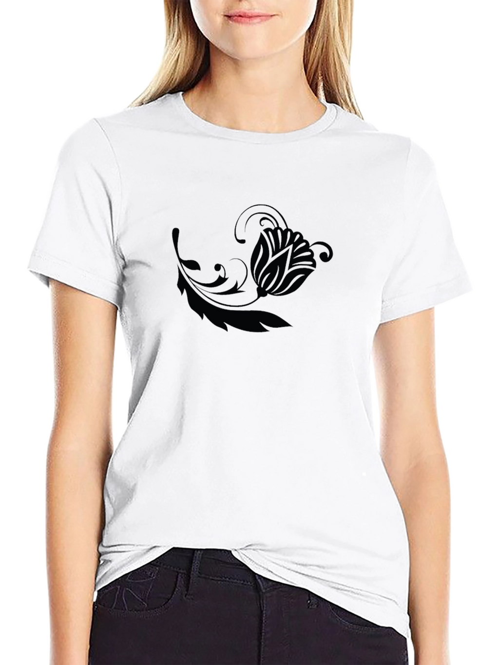 Black Floral Graphic Tee - Casual Comfort