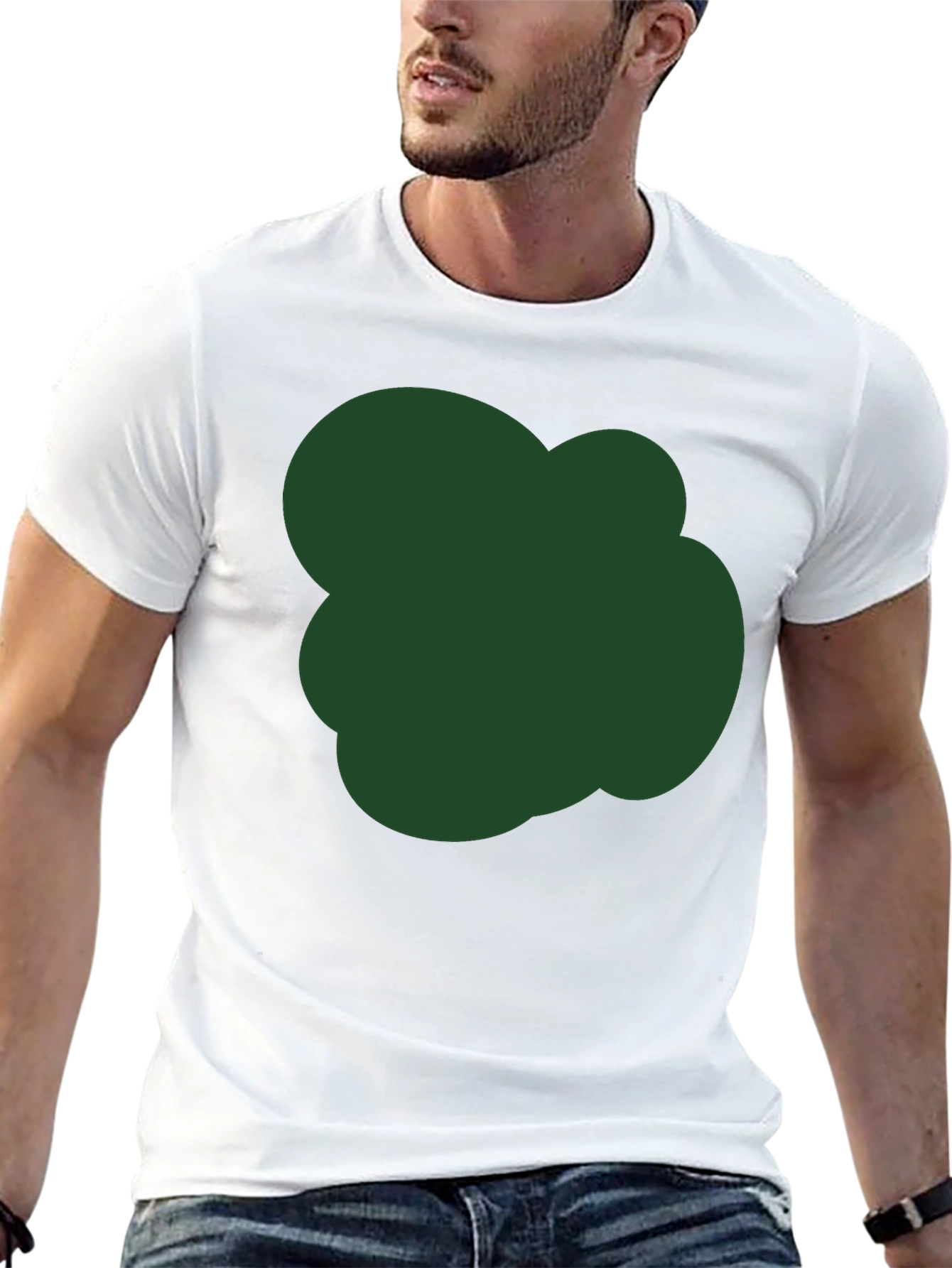 Modern Black T-Shirt with Unique Green Graphic